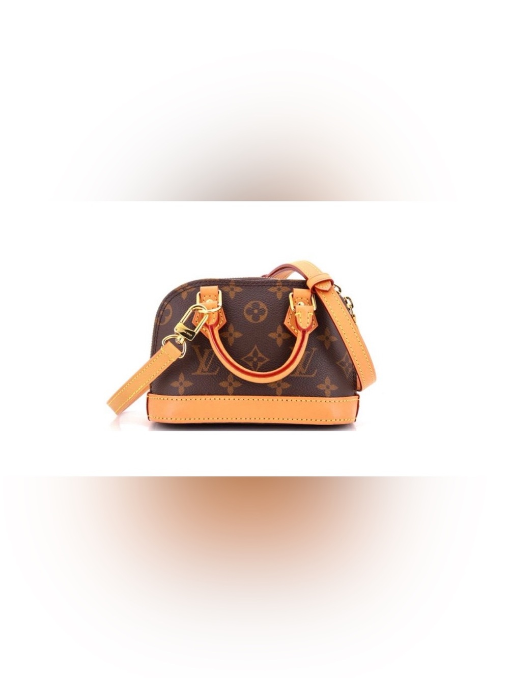 LV Brown Monogram Mini Alma Crossbody Bag with Tan Trim